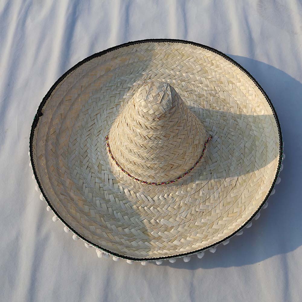 Bucket Hat Straw - قبعة مكسيكية واسعة الحواف للحفلات، قبعة
